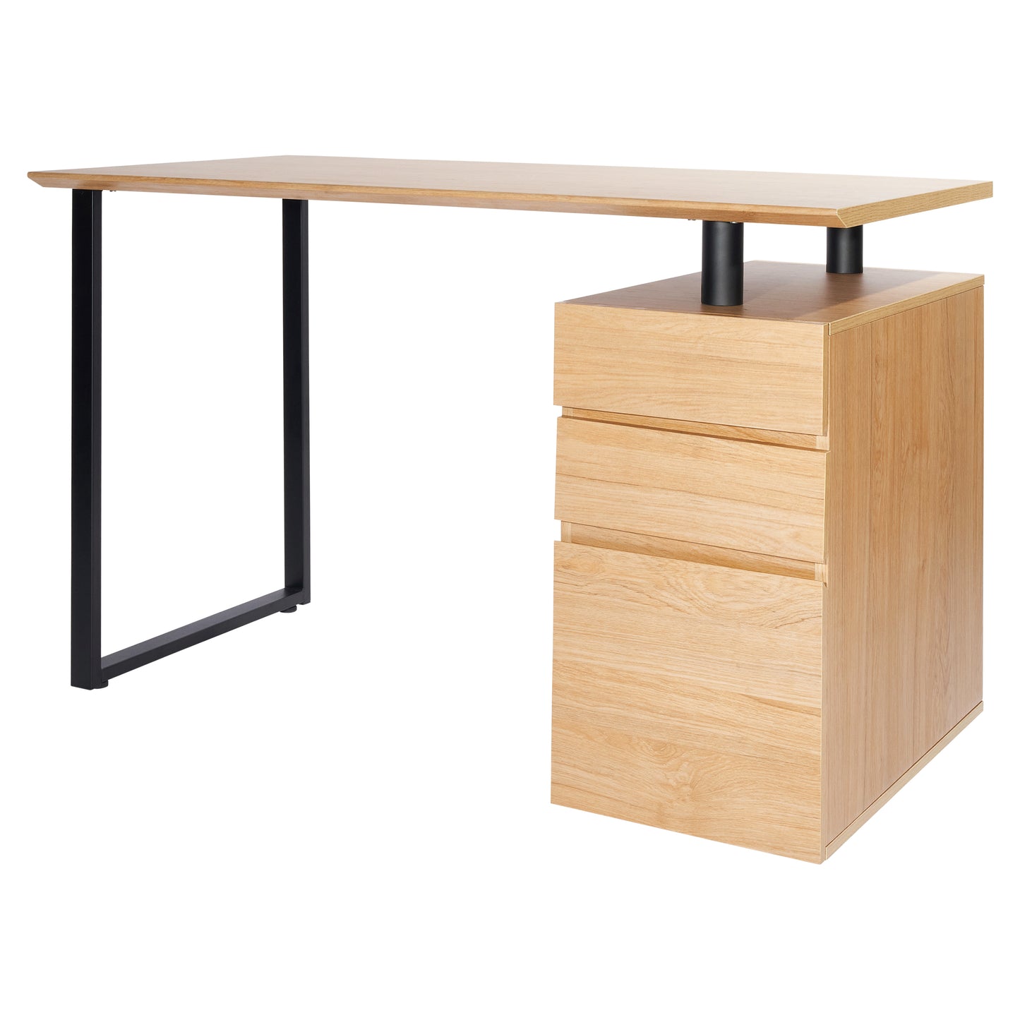 Techni Mobili Computer Desk with Storage and File Cabinet, Pine