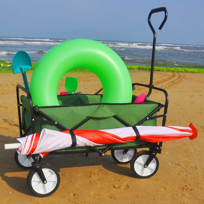 Folding Wagon Garden Shopping Beach Cart (Green)