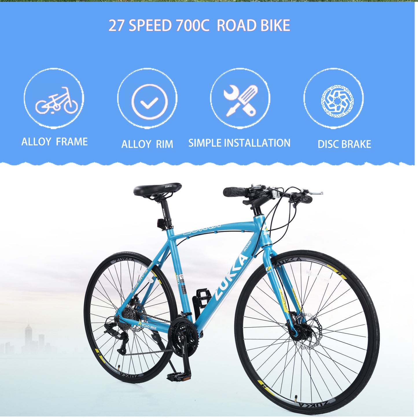 27 Speed Hybrid bike Disc Brake 700C Road Bike For men women's City Bicycle