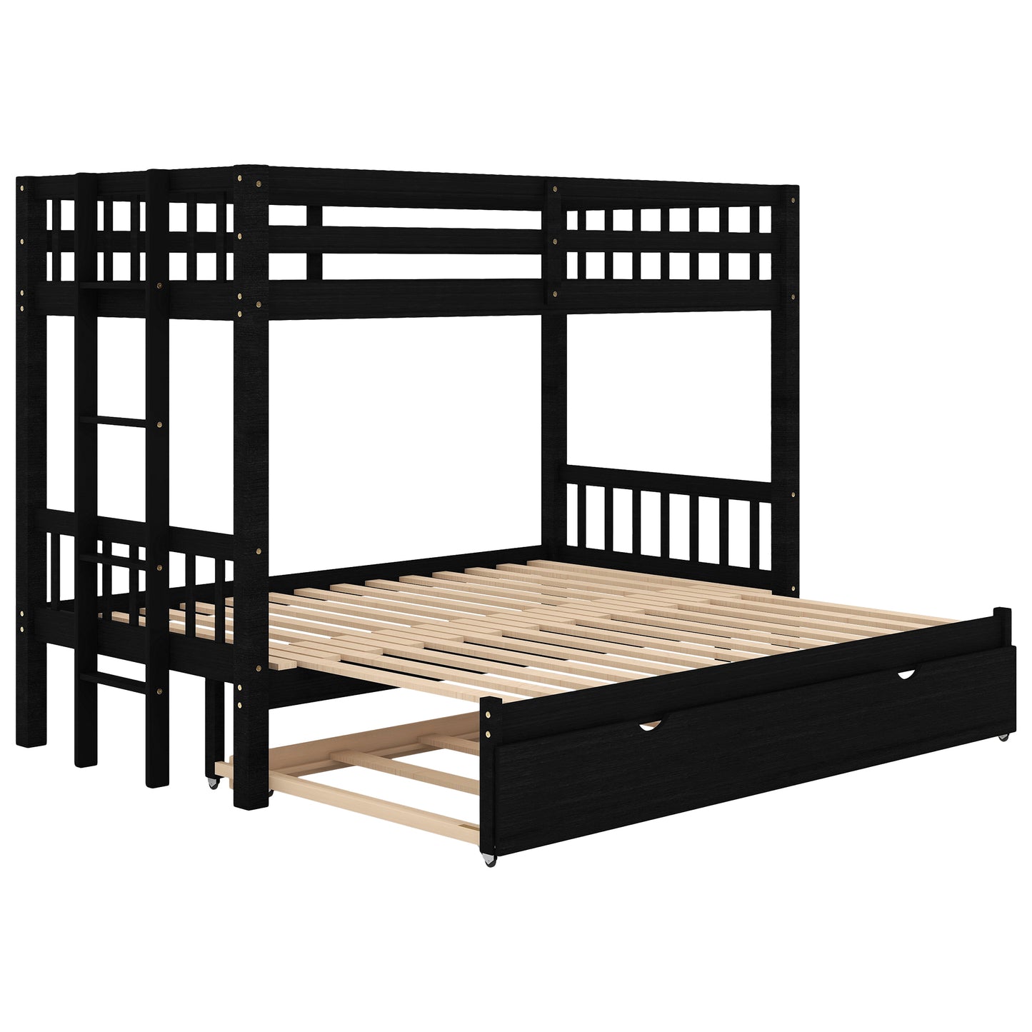 Twin over Pull-out Bunk Bed with Trundle, Espresso