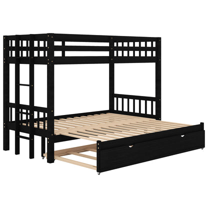 Twin over Pull-out Bunk Bed with Trundle, Espresso