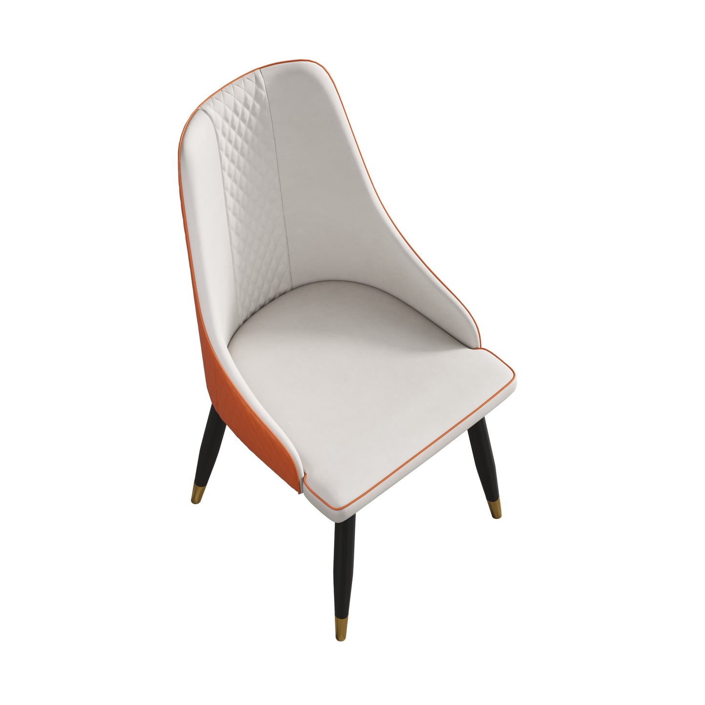 Modern dining chair PU leather metal legs-white+orange-2pcs/ctn