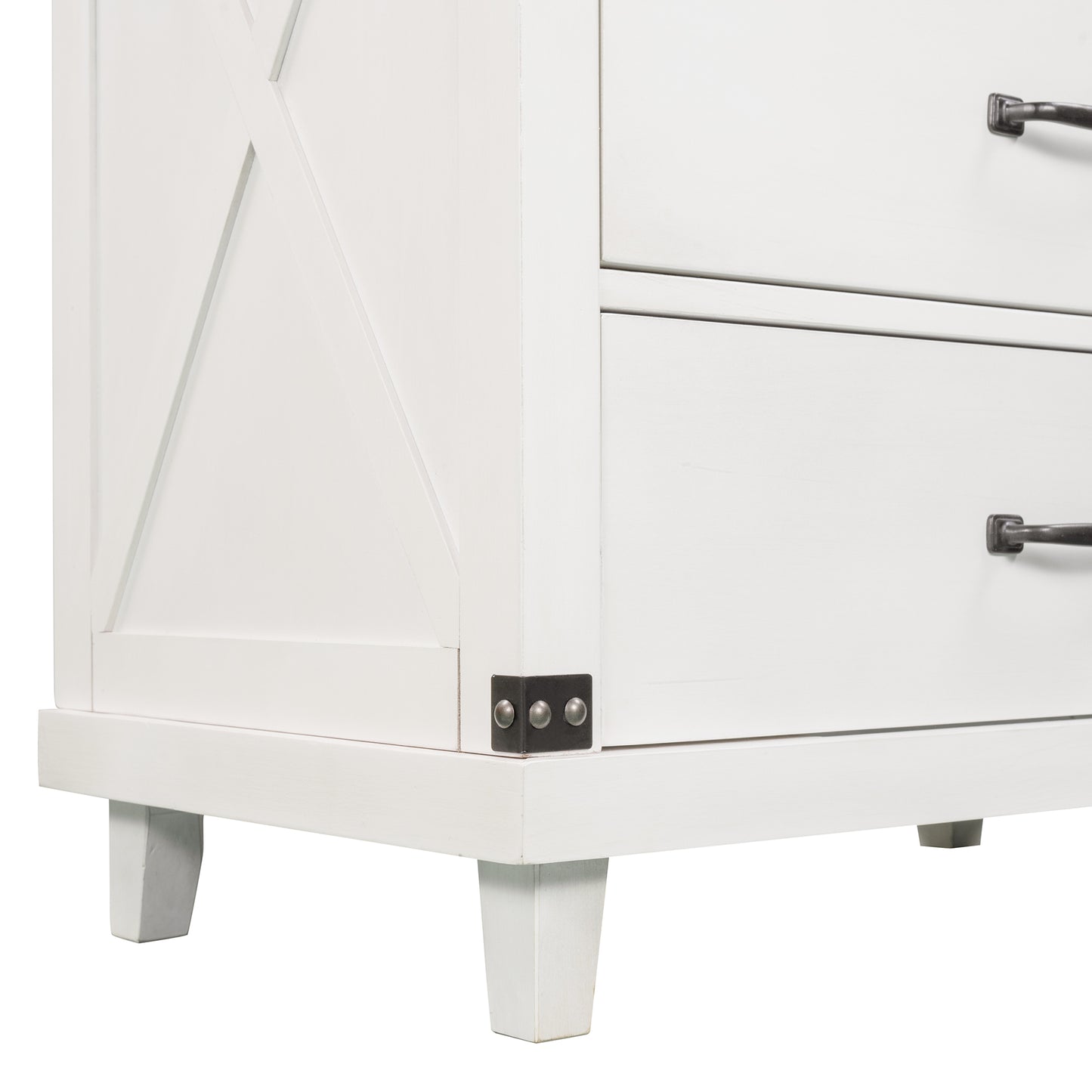 Modern Bedroom Nightstand with 3 Drawers Storage , White