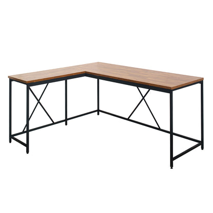 Olympus Wood and Metal Corner Desk in Acacia and Black