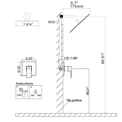 Complete Shower System With Rough-in Valve