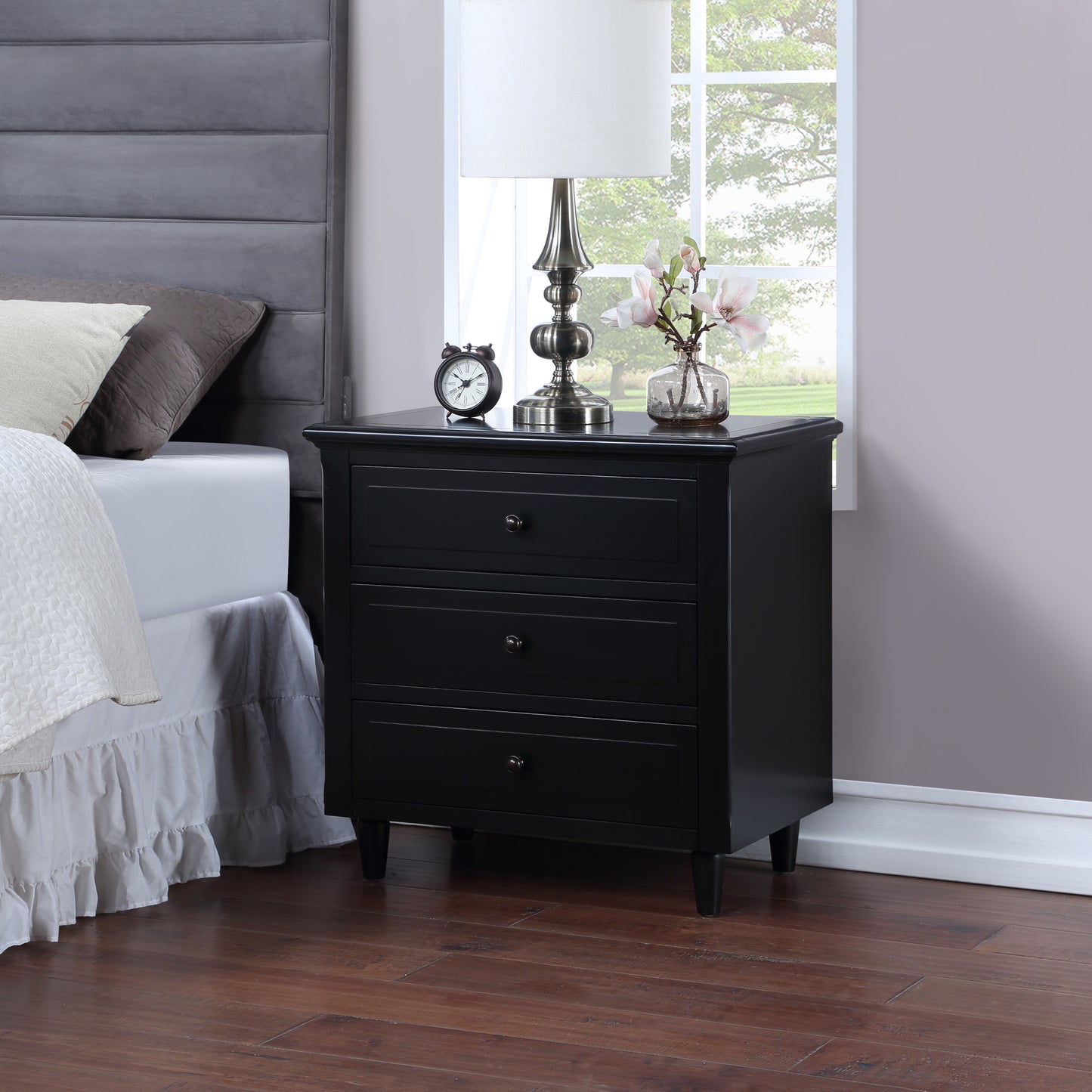 U_STYLE 3-Drawer Nightstand Storage Wood Cabinet