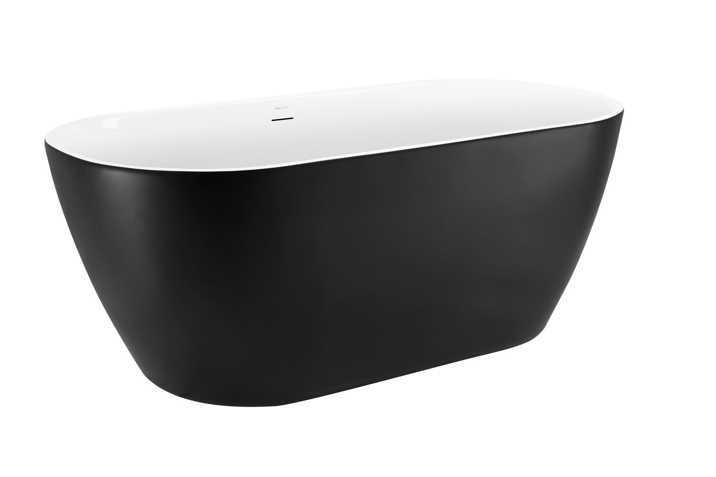 59" 100% Acrylic Freestanding Bathtub，Contemporary Soaking Tub，white inside black outside