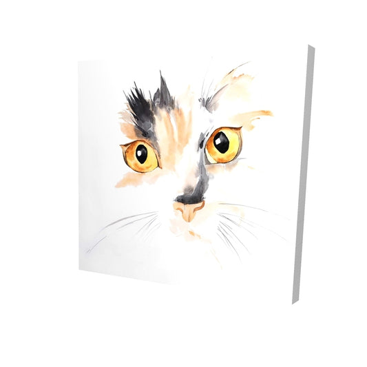 Watercolor cat face closeup - 32x32 Print on canvas