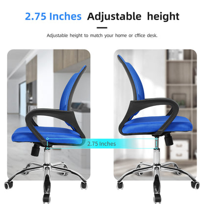 YSSOA Task Ergonomic Mesh Computer Wheels and Arms and Lumbar Support Adjustable Height Study Chair for Students Teens Men Women for Dorm Home Office, Blue