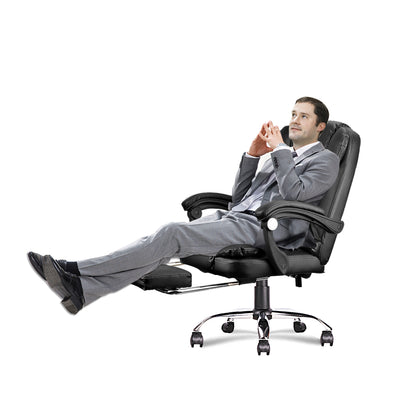 High-back office chair, adjustable ergonomic office chair, computer desk chair with lumbar support and foot cushion, suitable for home office use.