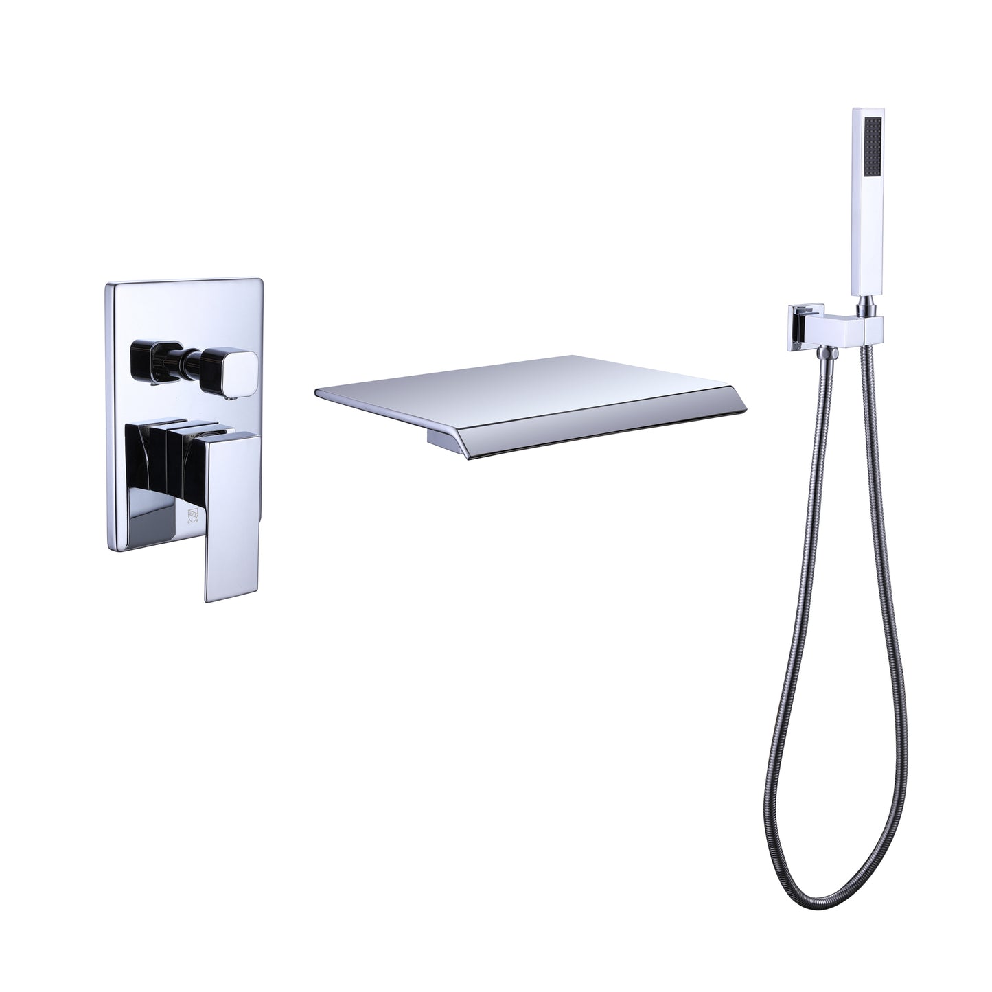 TrustMade Pressure-Balance Waterfall Single Handle Wall Mount Tub Faucet with Hand Shower, Chrome - 2W02