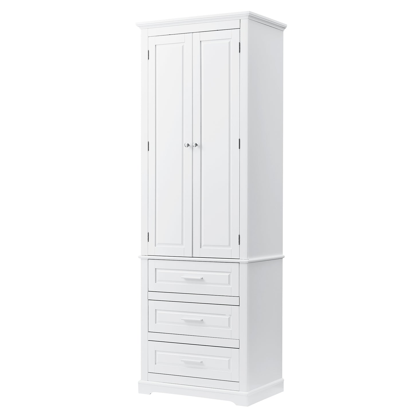 Tall Storage Cabinet with Three Drawers for Bathroom/Office, White