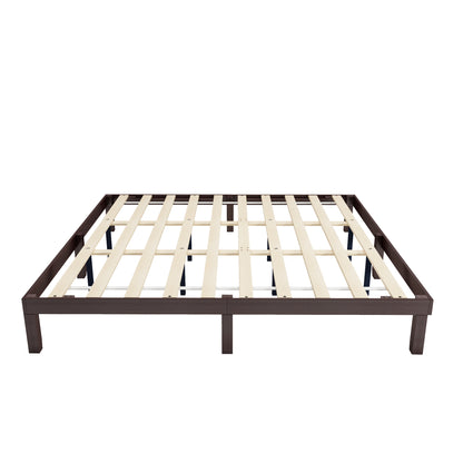 King Size Solid Wood Platform Bed, No Box Spring Needed, Strong Wood Slat Support, Easy Assembly