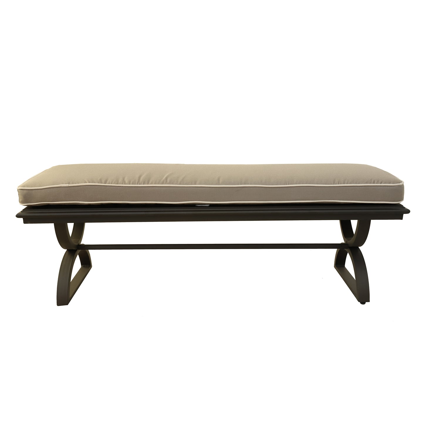 Outdoor Aluminum Bench with Cushion, Chocolate Silk/Canvas Taupe