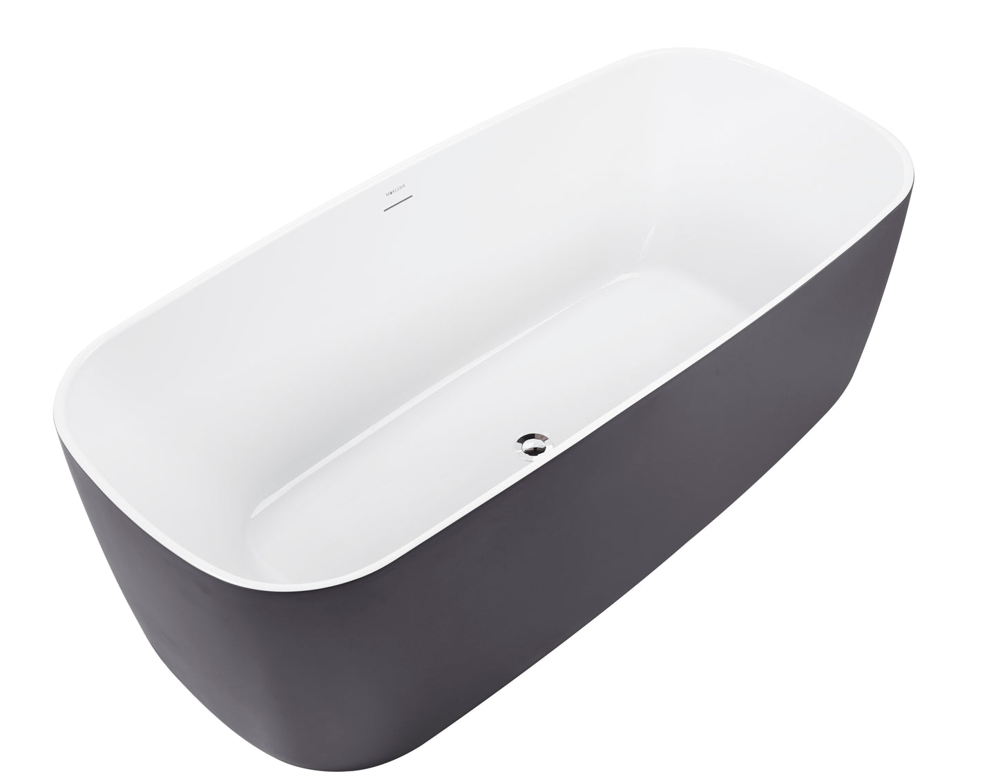 59" 100% Acrylic Freestanding Bathtub，Contemporary Soaking Tub，white inside and gray outside