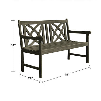 Renaissance Outdoor Patio 4-foot Hand-scraped Wood Garden Bench