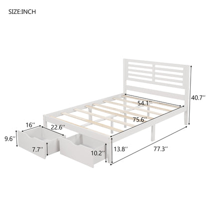 Full Size Platform Bed with Two Drawers, White(OLD SKU:WF198181AAK)