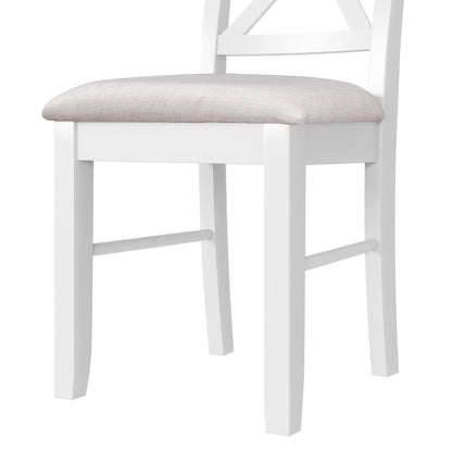 TOPMAX 2 Pieces Farmhouse Rustic Wood Kitchen Upholstered X-Back Dining Chairs, Beige+White