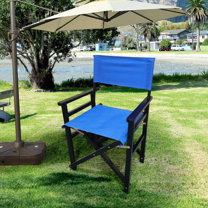 Folding Chair Wooden Director Chair Canvas Folding Chair  Folding Chair  2pcs/set   populus + Canvas (Color : Blue)