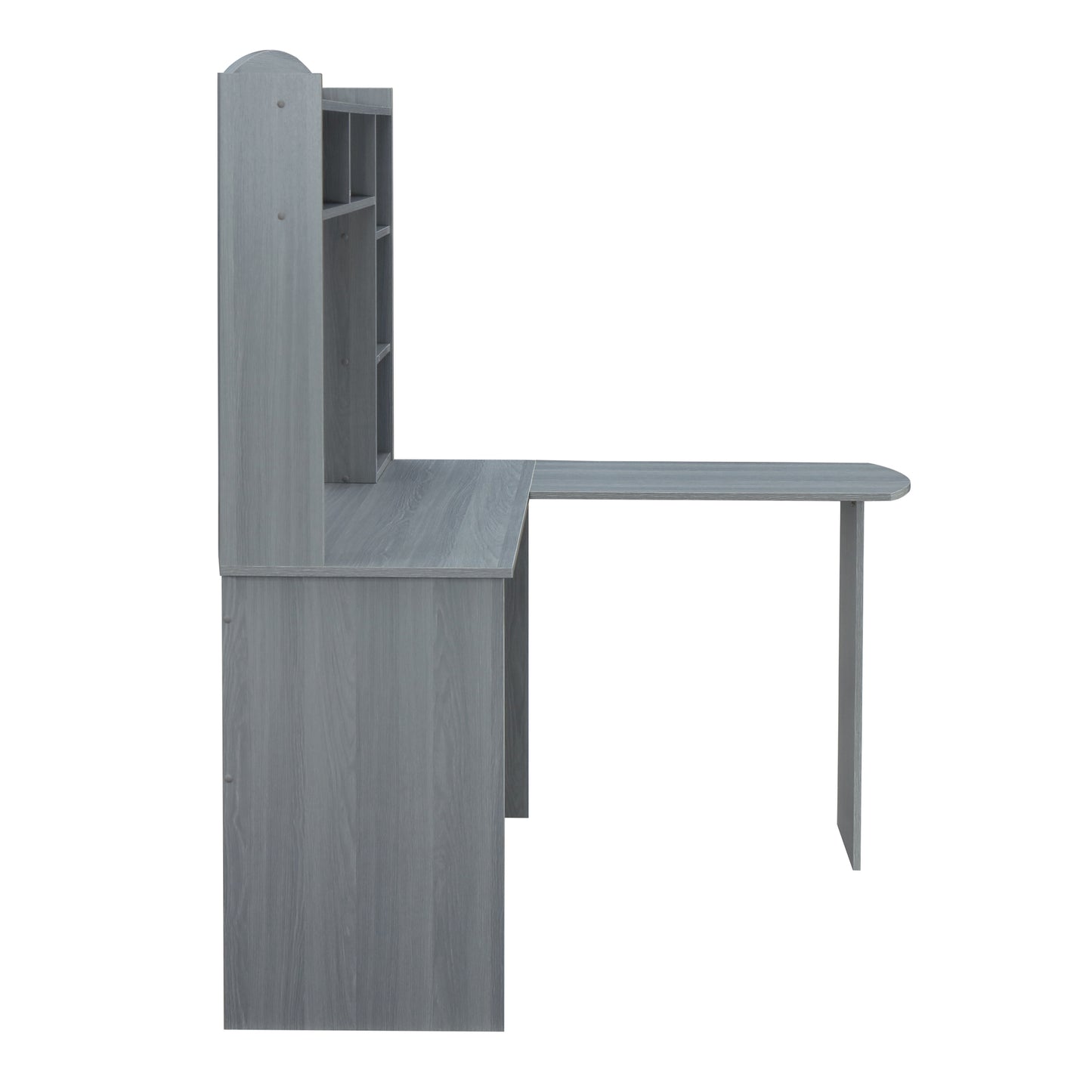 Techni Mobili Modern L-Shaped Desk with Hutch, Grey