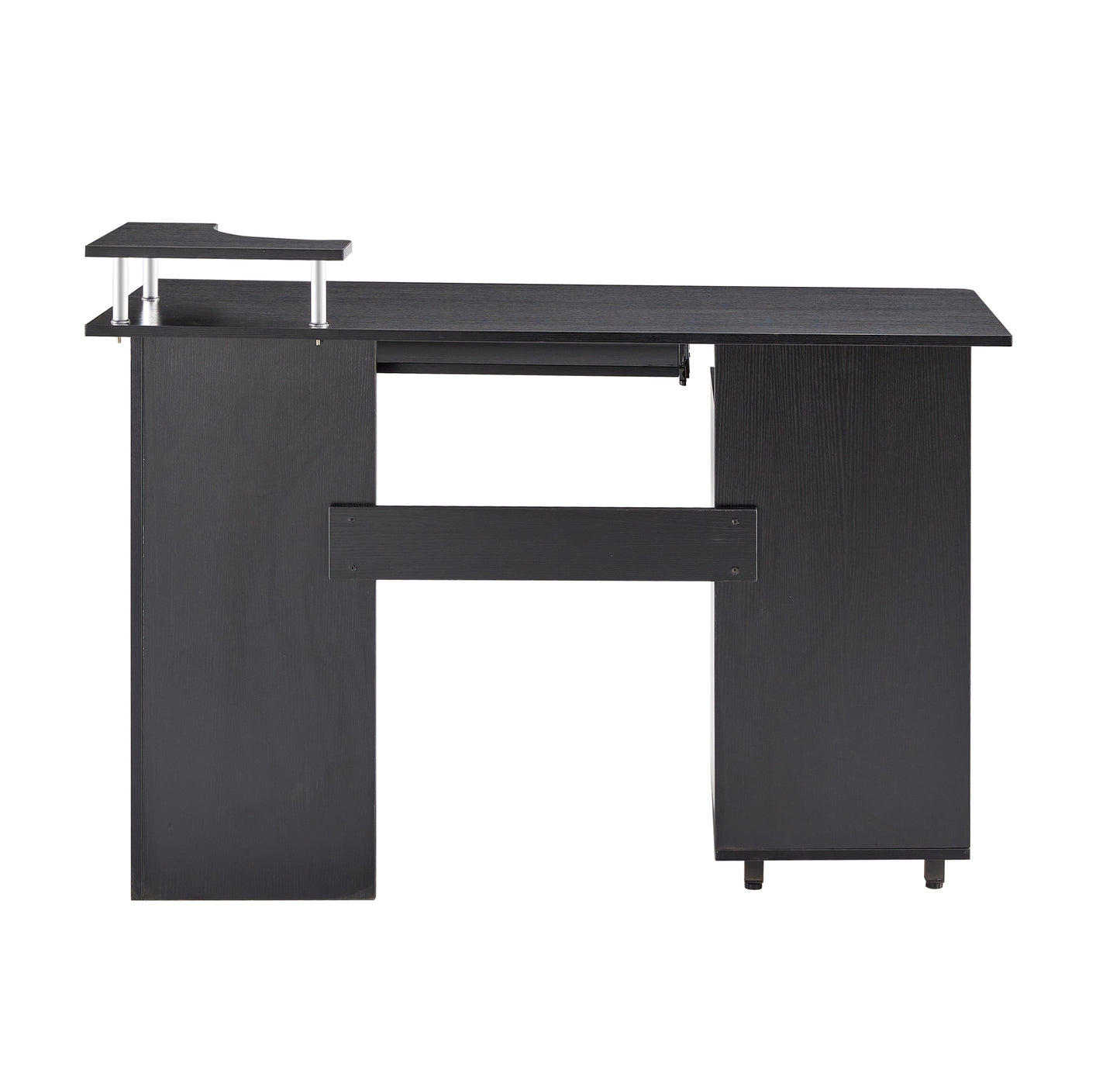 D&N solid wood computer Desk,office table with PC droller, storage shelves and file cabinet , two drawers, CPU tray,a shelf  used for planting, single , black. 47.24''L 21.65''W 34.35''H