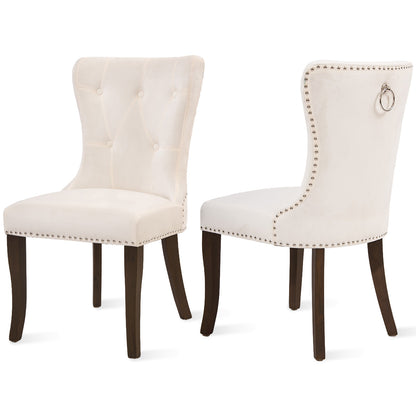 TOPMAX Dining Chair Tufted Armless Chair Upholstered Accent Chair, Set of 4 (Cream)