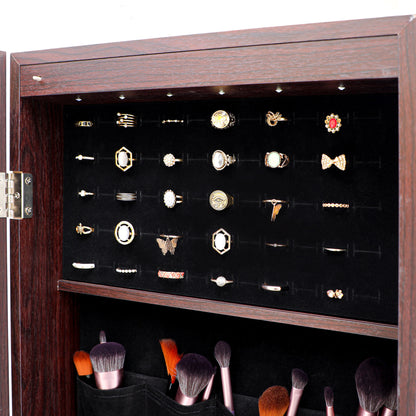 Fashion Simple Jewelry Storage Mirror Cabinet With LED Lights Can Be Hung On The Door Or Wall