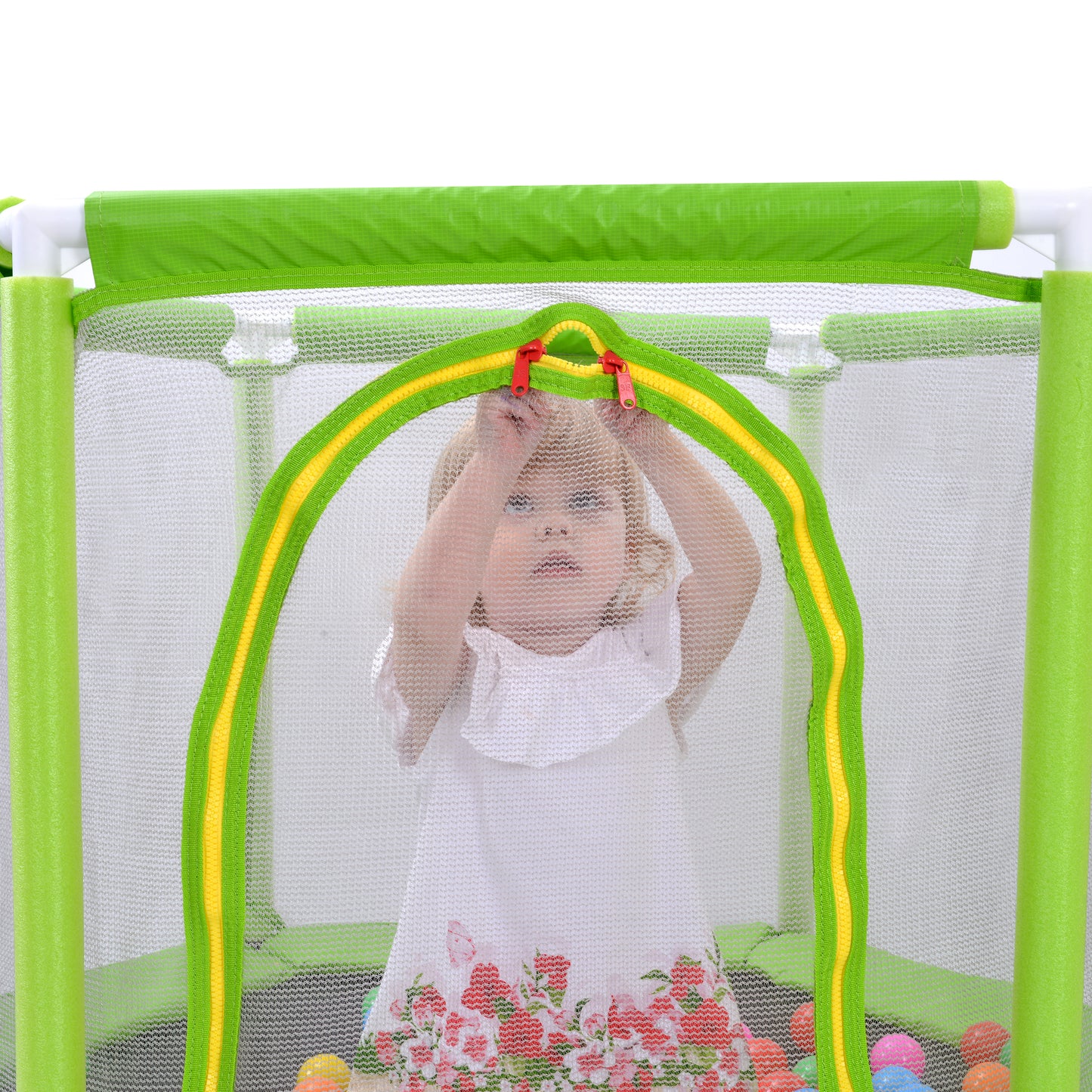 55'' Toddlers Trampoline with Safety Enclosure Net and Balls, Indoor Outdoor Mini Trampoline for Kids