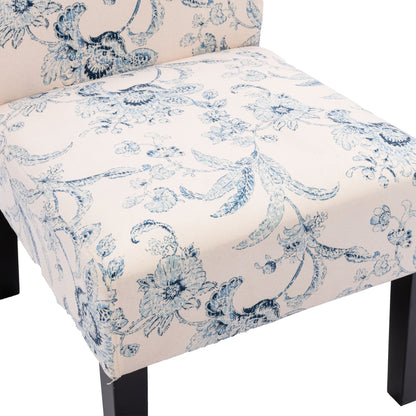 HengMing Traditional Fabric Accent Chair, Print, .Modern Slipper Side Chairs for Living Room Bedroom/Home Office, White/Blue/Floral，Set of 2.