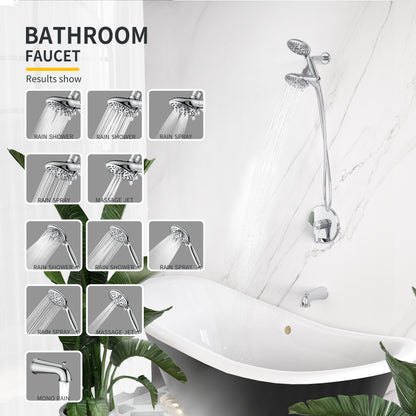 Large Amount of water Multi Function Dual Shower Head - Shower System with 4." Rain Showerhead, 6-Function Hand Shower, Under the water, Chrome