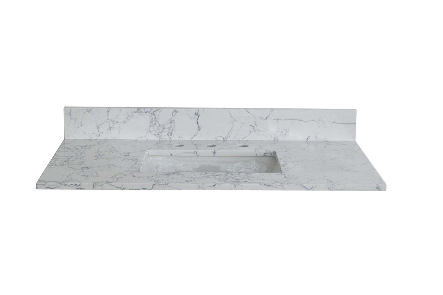 Montary 43"x 22" bathroom stone vanity top carrara jade  engineered marble color with undermount ceramic sink and 3 faucet hole with backsplash