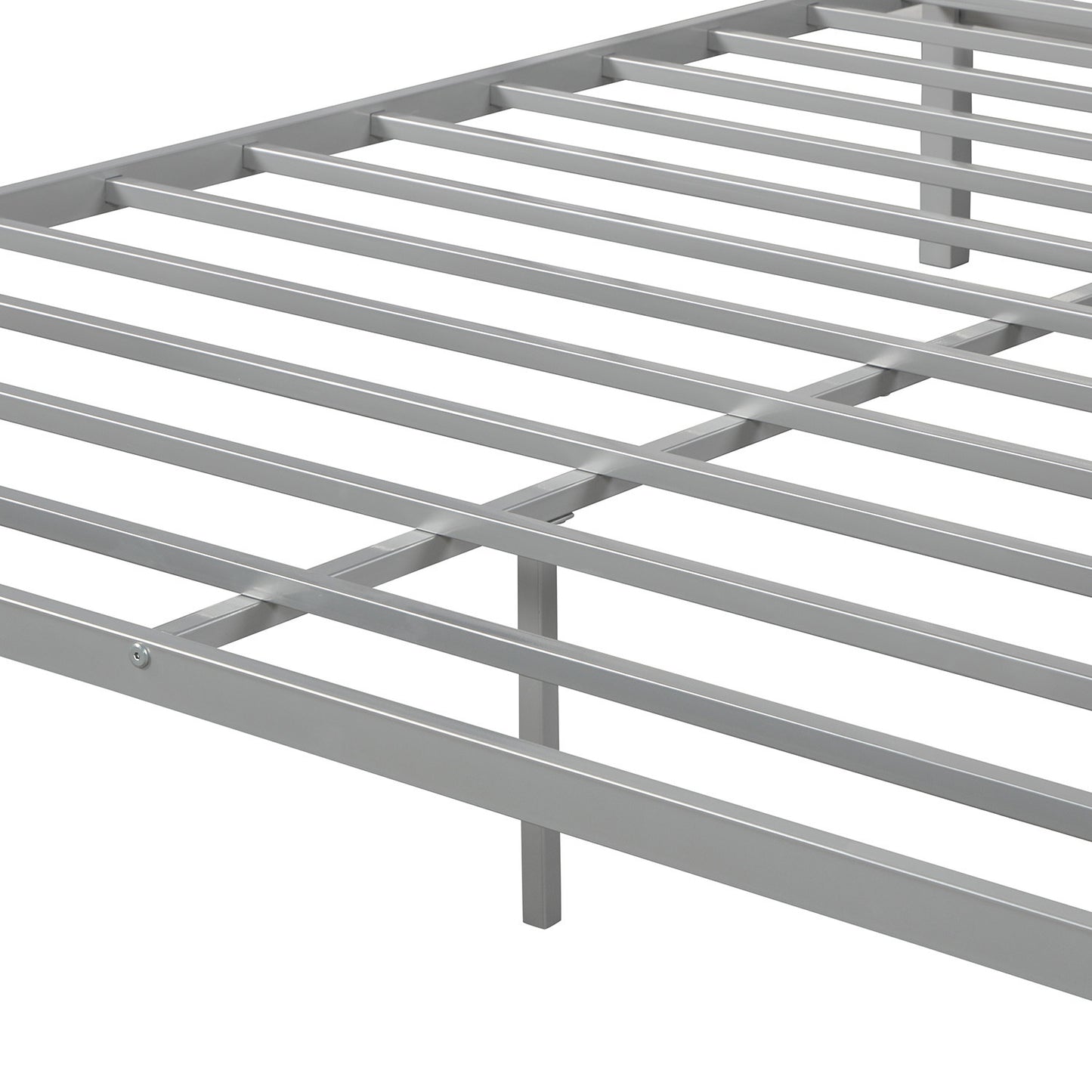 Metal Framed Canopy Platform Bed with Built-in Headboard,No Box Spring Needed, Classic Design, Queen , Sliver