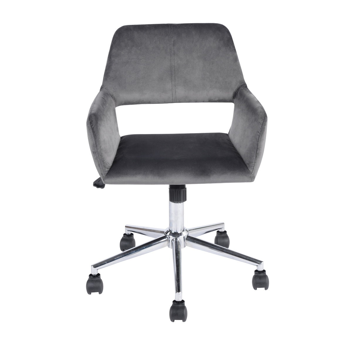 Velvet Upholstered Adjustable Swivel Office Chair, GREY