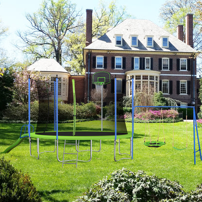 12FT TRAMPOLINE WITH SWING  AND SLIDE