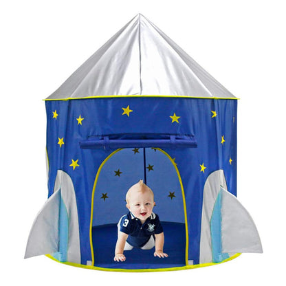 Pop Up Kids Tent - Spaceship Rocket Indoor Playhouse Tent for Boys and Girls