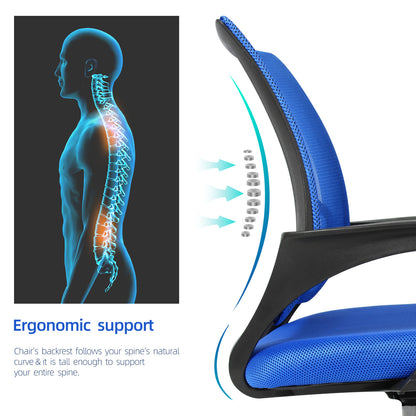 YSSOA Task Ergonomic Mesh Computer Wheels and Arms and Lumbar Support Adjustable Height Study Chair for Students Teens Men Women for Dorm Home Office, Blue