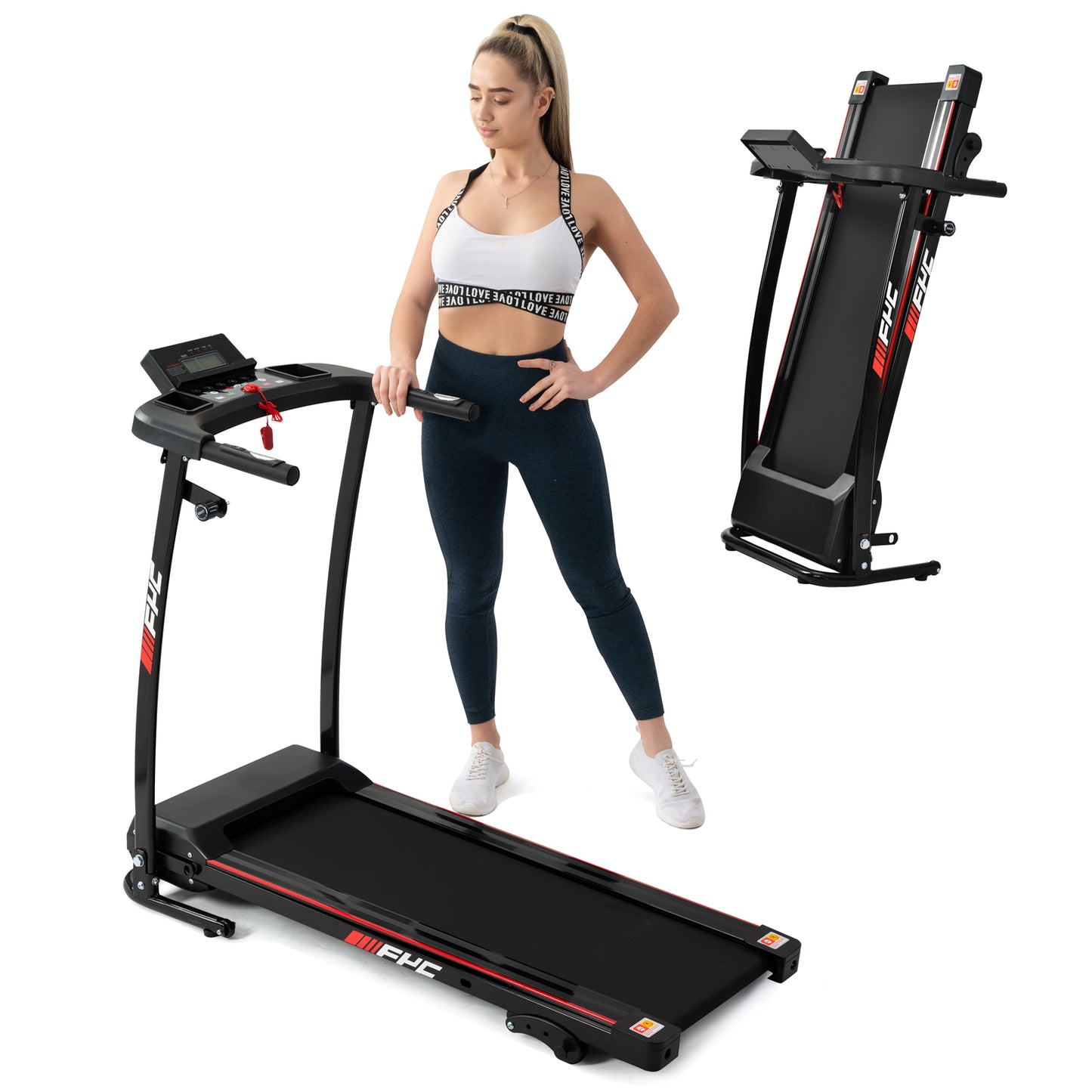 FYC Folding Treadmill for Home Portable Electric Motorized Treadmill Running Exercise Machine Compact Treadmill for Home Gym Fitness Workout Jogging Walking