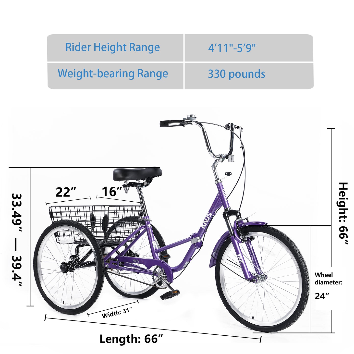 Adult Folding Tricycles 3 Wheel W/Installation Tools with Low Step-Through, Large Basket, Foldable Tricycle for Adults, Women, Men