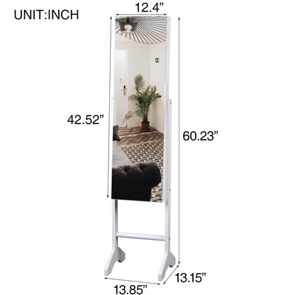 Full Mirror Fashion Simple Jewelry Storage Cabinet  With Led Light  Can Be Hung On The Door Or Wall