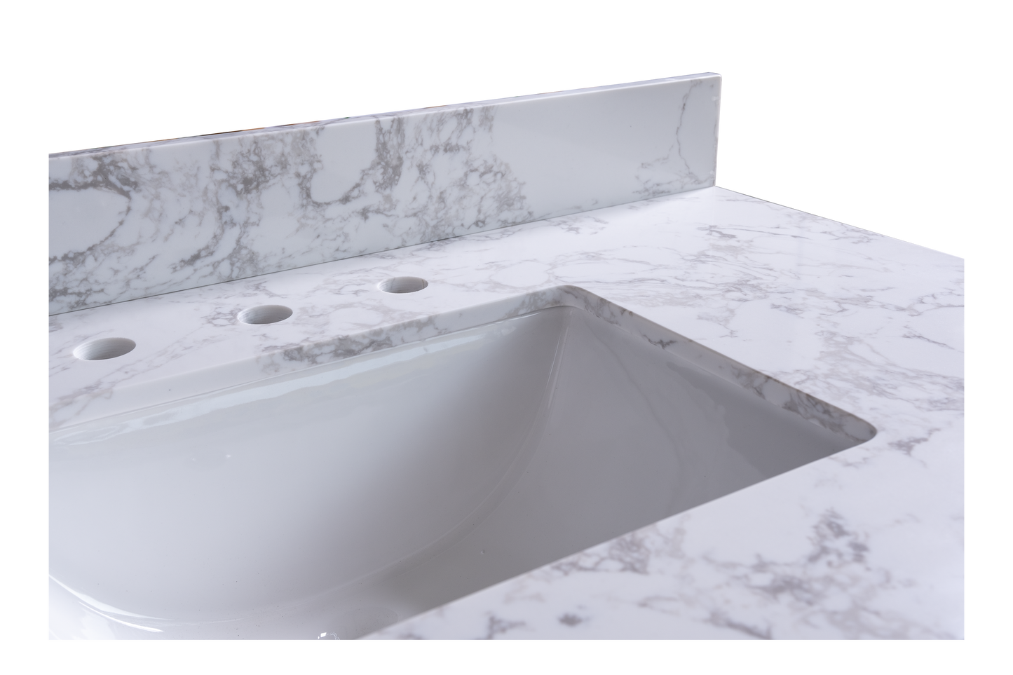 Montary 61" carrara white engineered stone vanity top backsplash