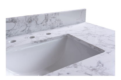 Montary 61" carrara white engineered stone vanity top backsplash