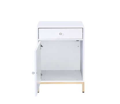 ACME Ottey Cabinet in White High Gloss & Gold 92543