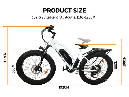 AOSTIRMOTOR 26" 750W Camouflage Electric Bike Fat Tire P7 48V 13AH Removable Lithium Battery for Adults with Detachable Rear Rack Fender(White)S07-G