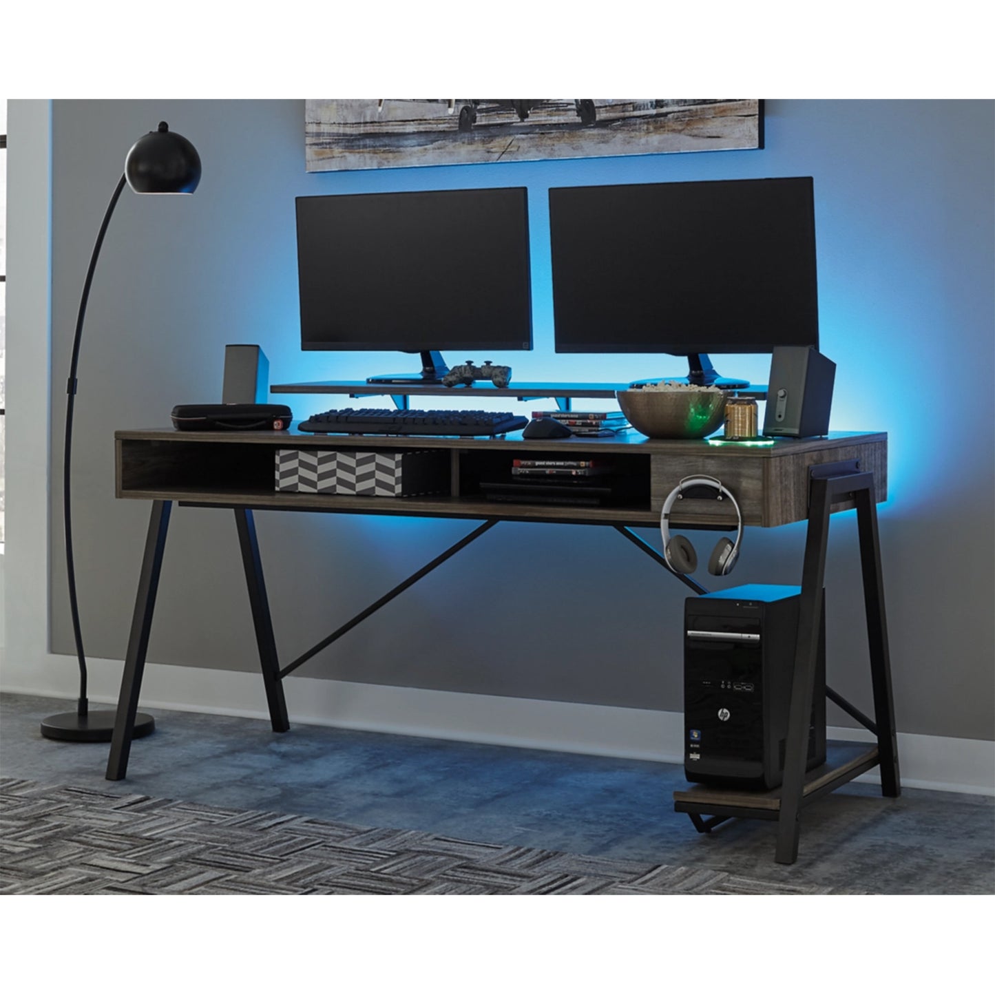 Ashley Contemporary Barolli Gaming Desk with Built-in Can Cooler H700-28