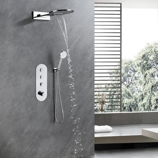 2-Handle 2-Spray High Pressure Shower Faucet in Polished Chrome (Valve Included)