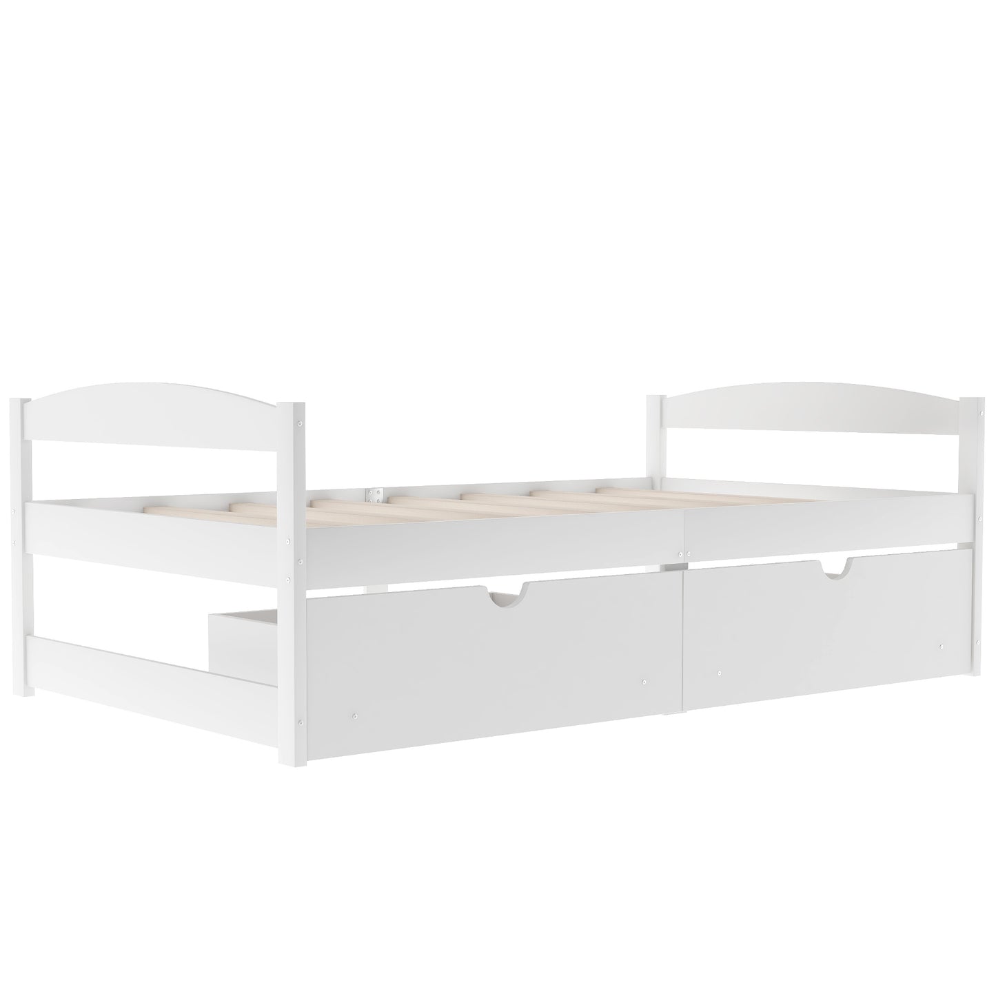 Twin size platform bed, with two drawers, white（New）