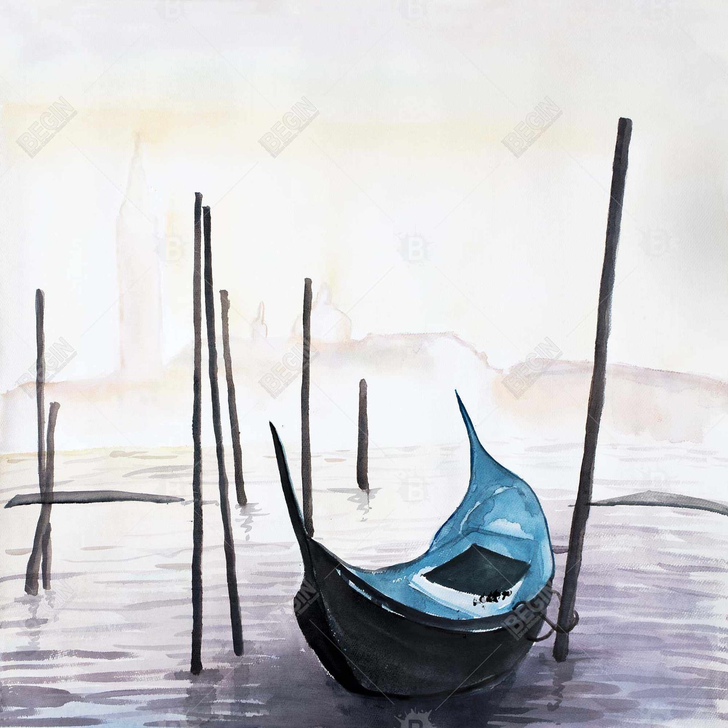 Gondola in venice - 32x32 Print on canvas