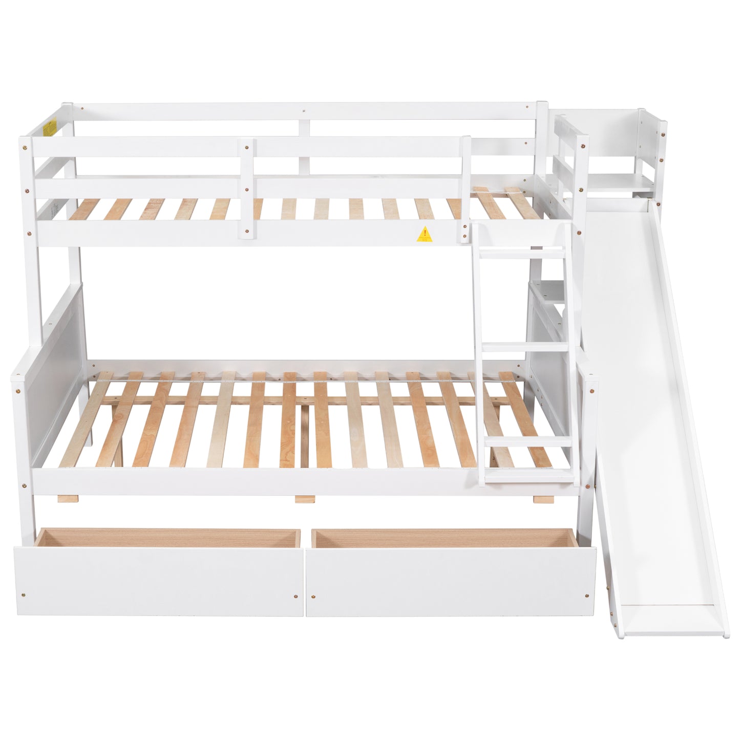 Twin over Full Bunk Bed with 2 Drawers,Slide,Shelves White