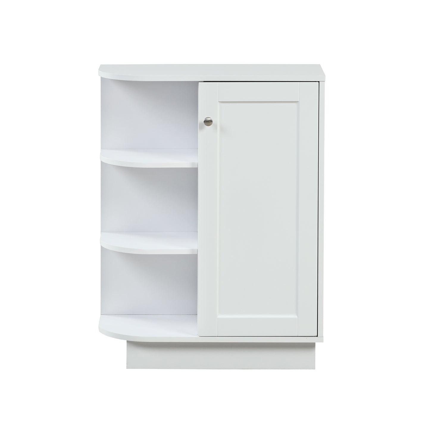 Open Style Shelf Cabinet with Adjustable Plates Ample Storage Space Easy to Assemble, White