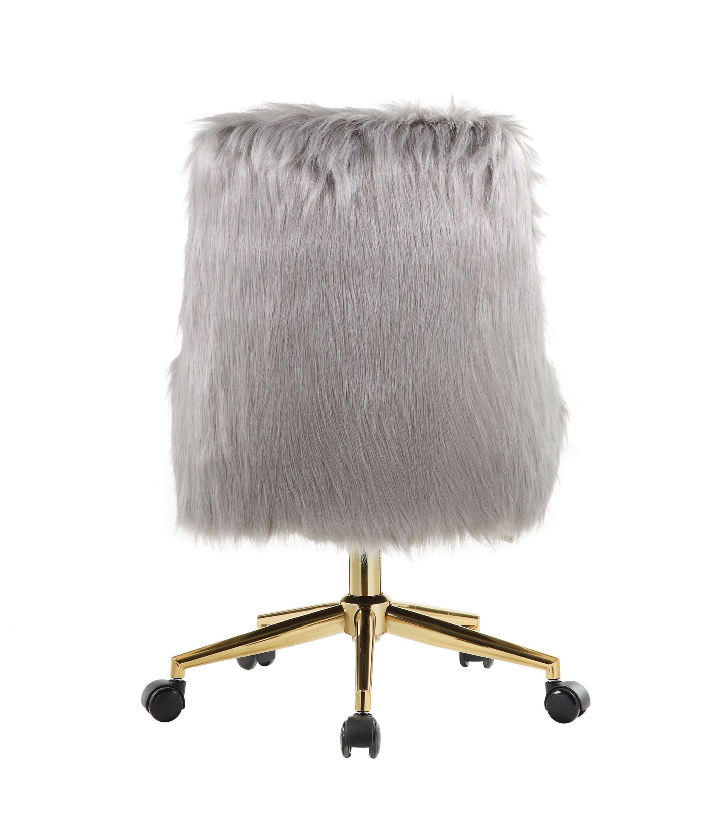 ACME Arundell II Office Chair in Gray Faux Fur & Gold Finish OF00123